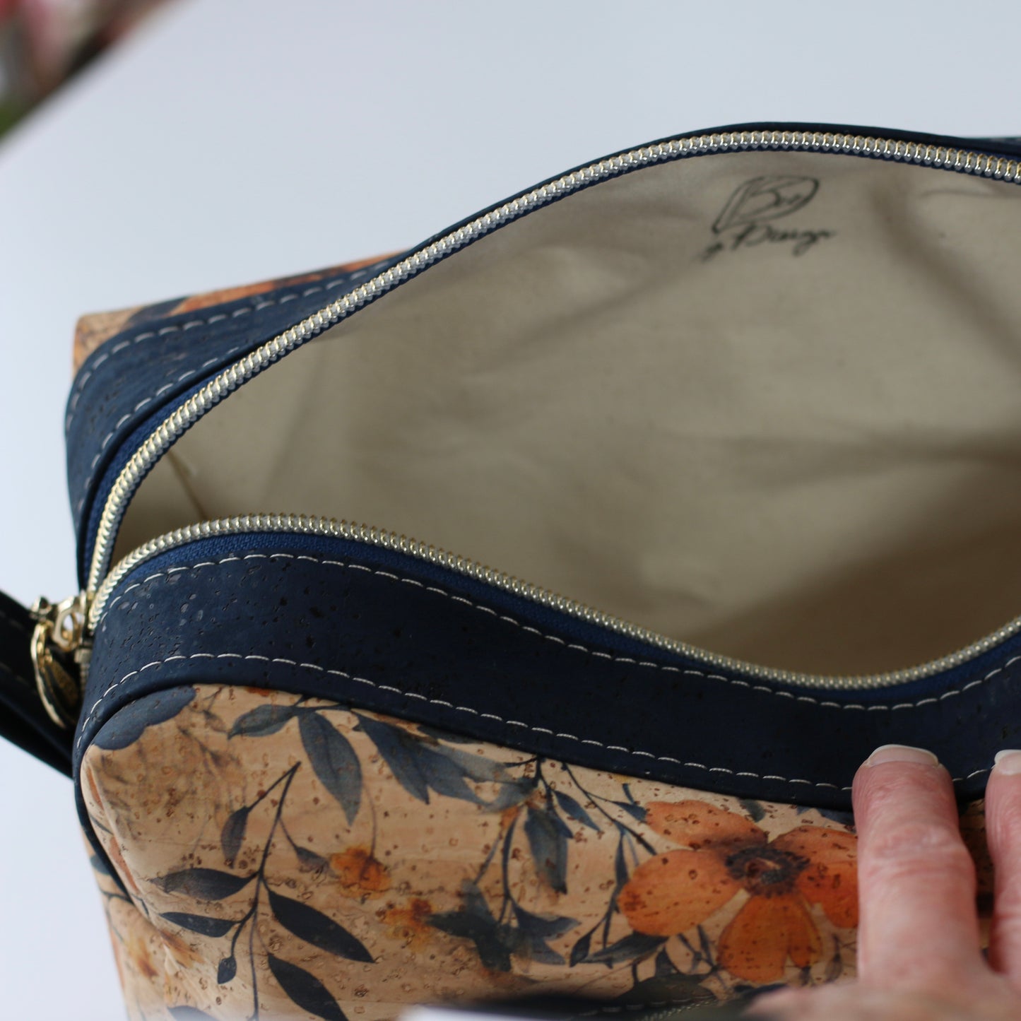 Prairie Blossom and Navy - Cork Aven Pouch