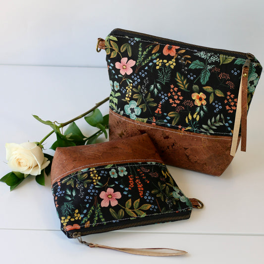 Herb Garden Midnight - Cork and Canvas Travel Pouch