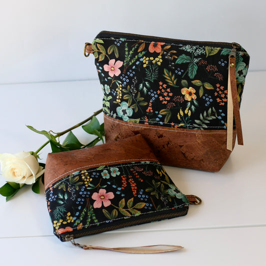 Herb Garden Midnight - Cork and Canvas Travel Pouch