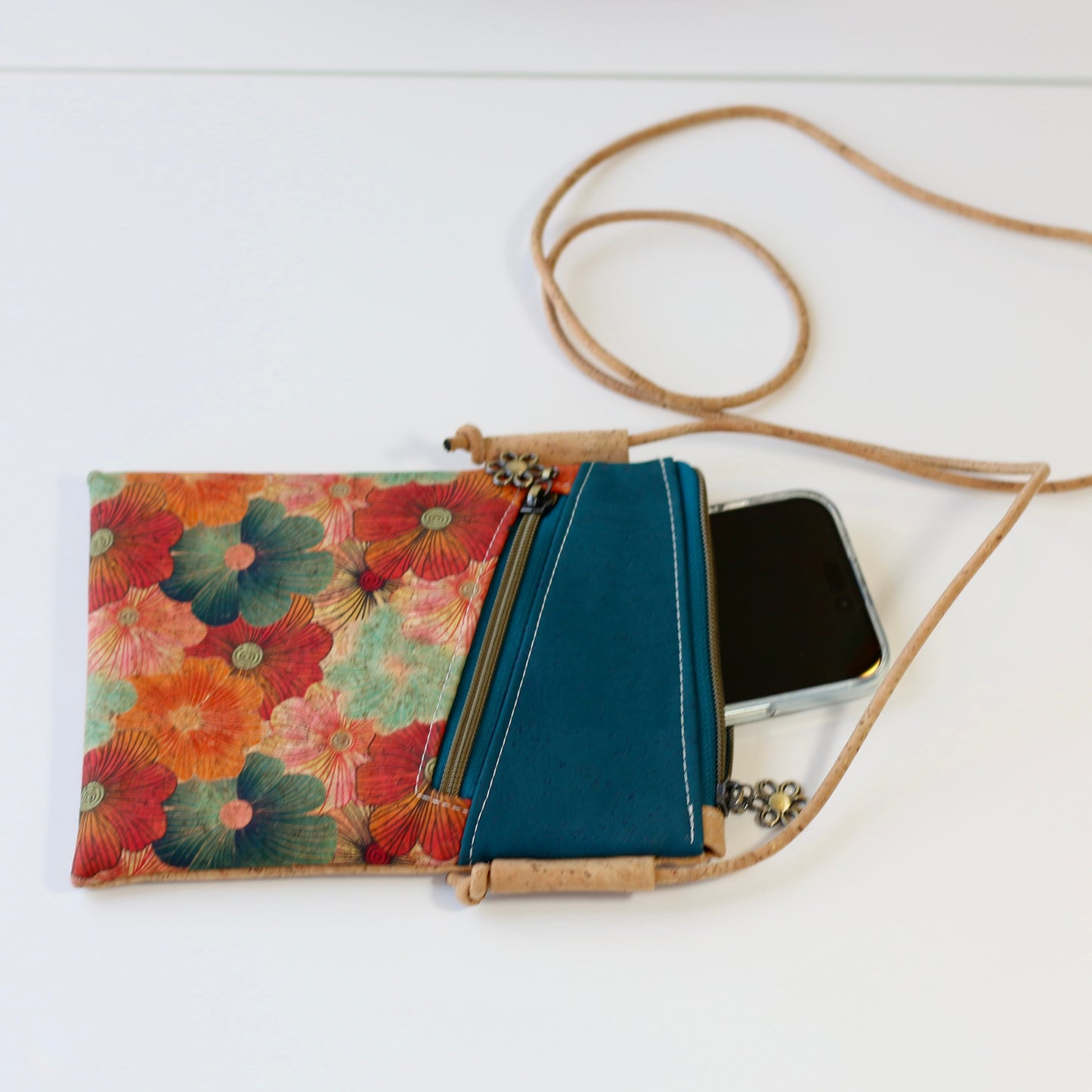 Teal Floral - Nomad Phone Bag
