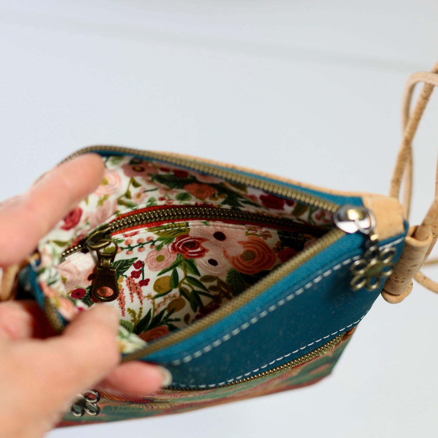 Teal Floral - Nomad Phone Bag