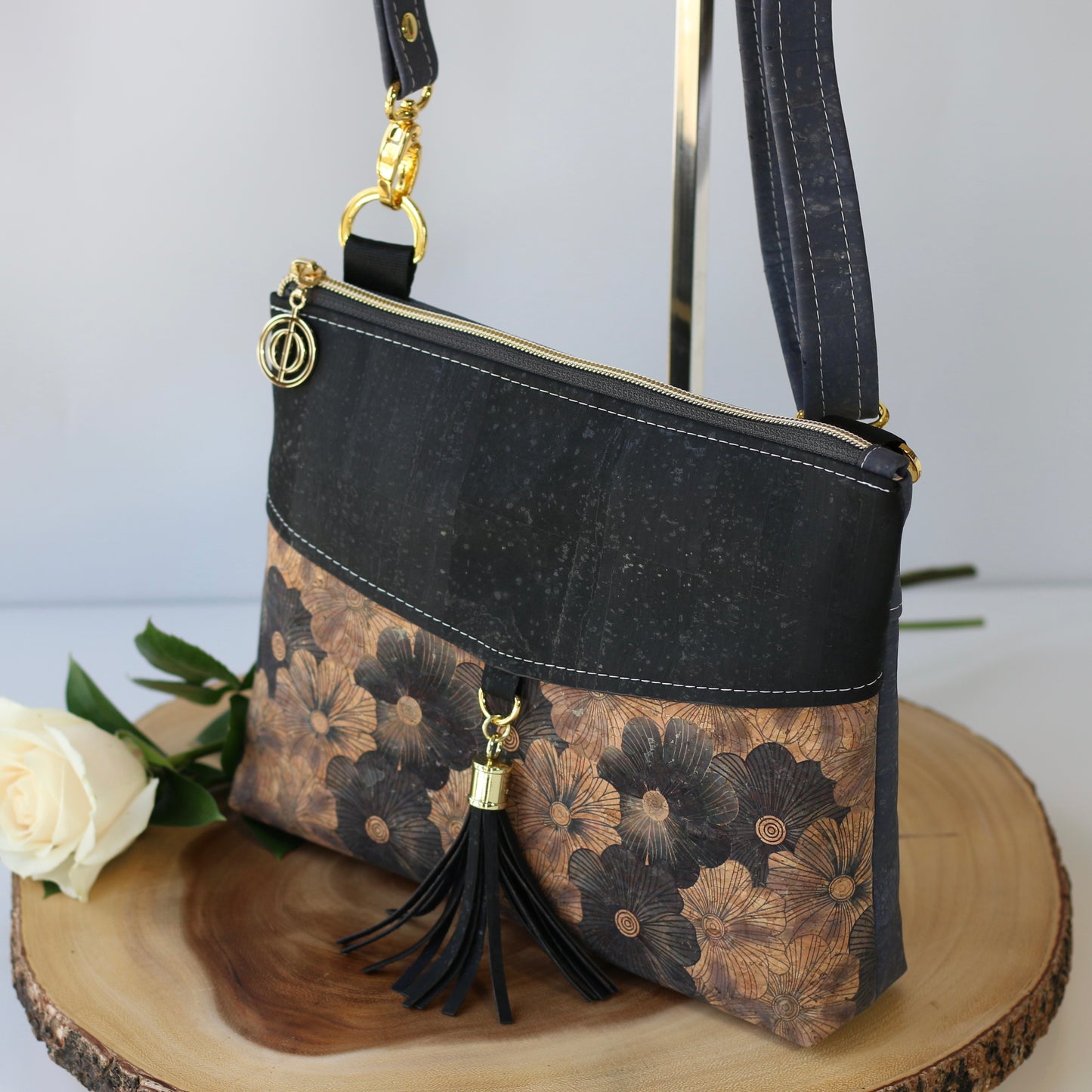 Grey Blooms - The Tassel Bag