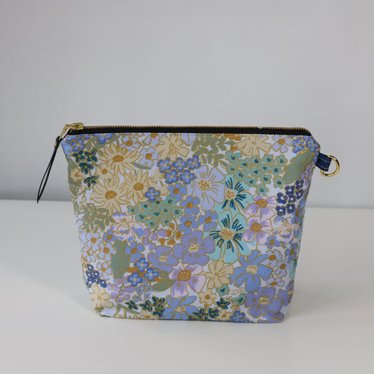 English Rose in Blues - Canvas Travel Pouch