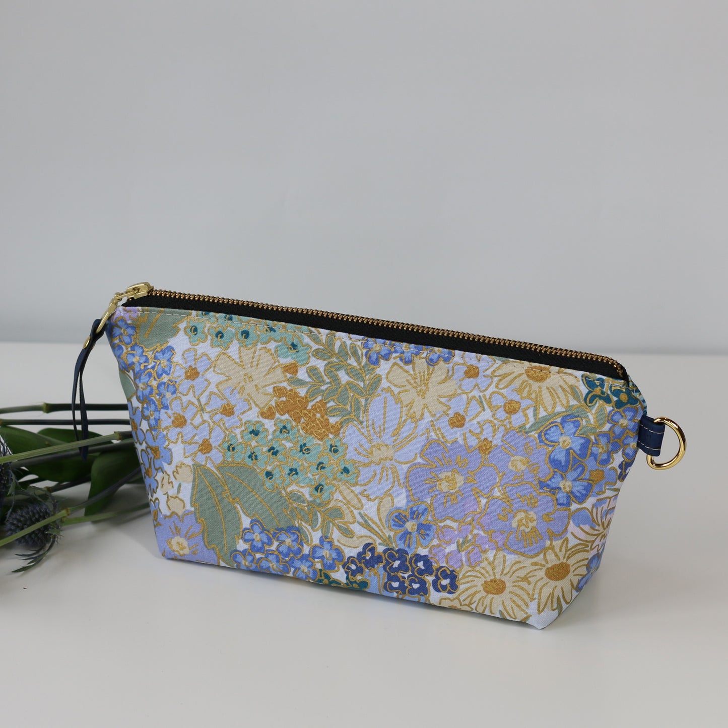 English Rose in Blues - Canvas Travel Pouch