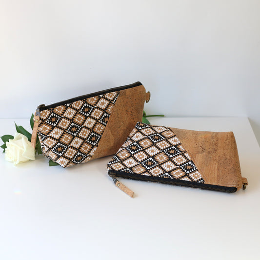 Diamonds - Wide Cork Travel Pouch