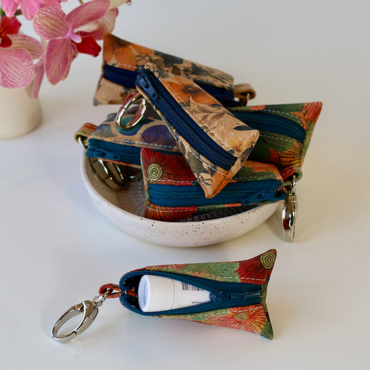 Blues - Cork Lip Balm Pouch