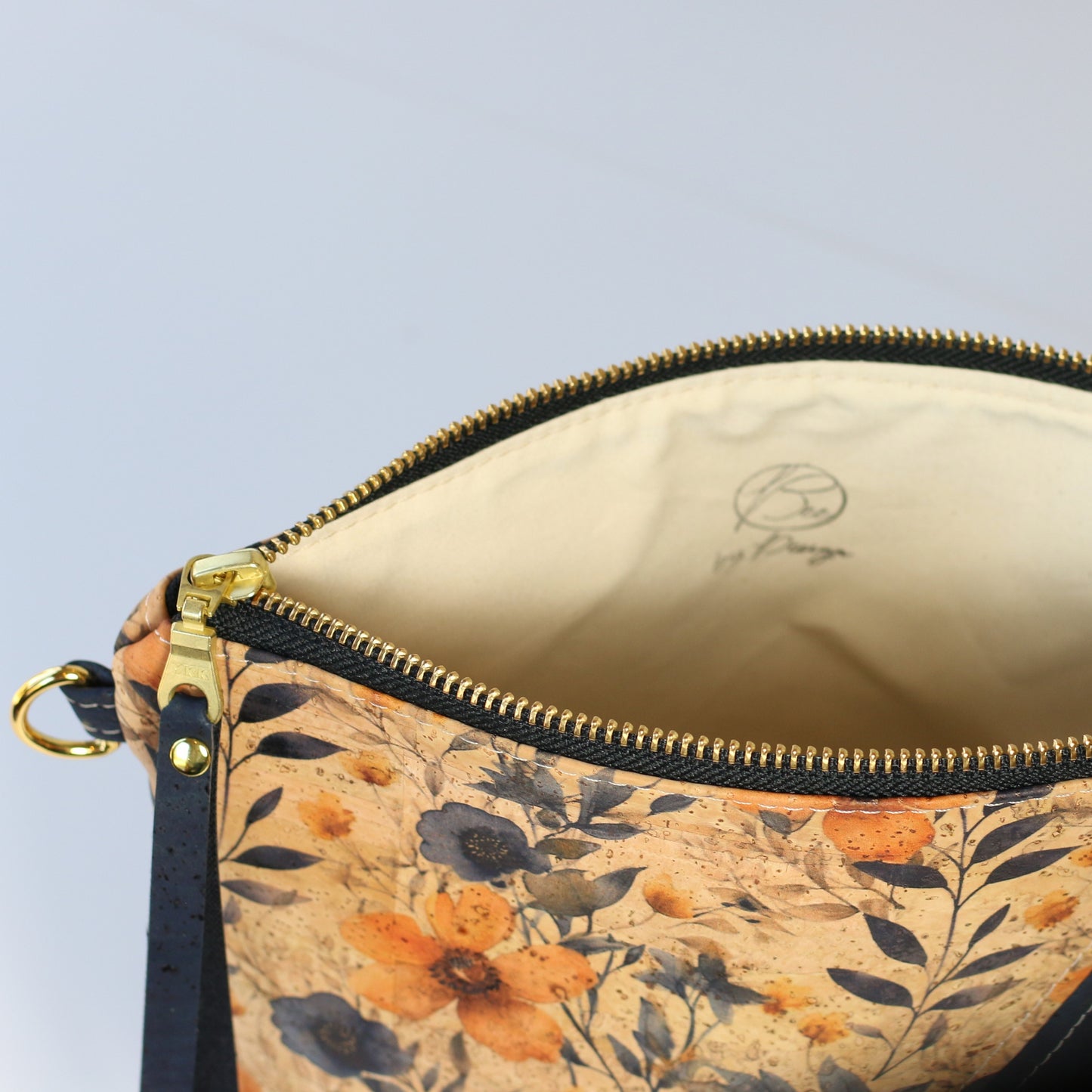 Prairie Blossom and Navy - Cork Travel Pouch