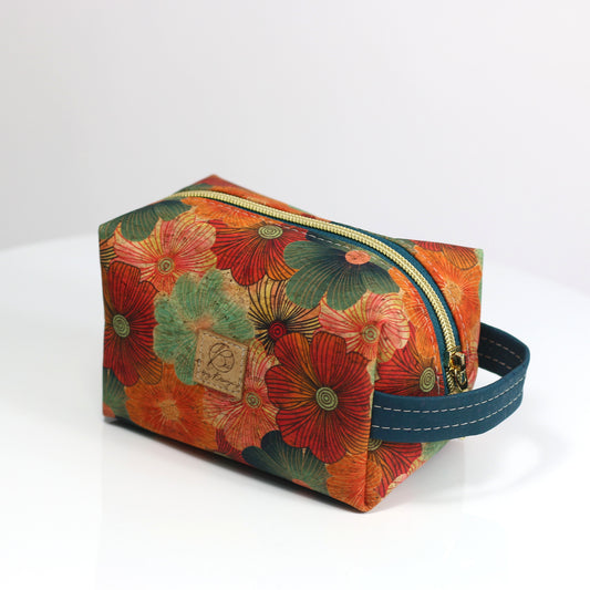 Teal Floral - Cork Aven Pouch - Small