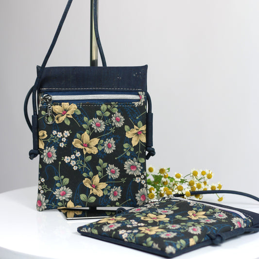 *NEW* Daisies in navy - Mini Crossbody Bag (larger size)