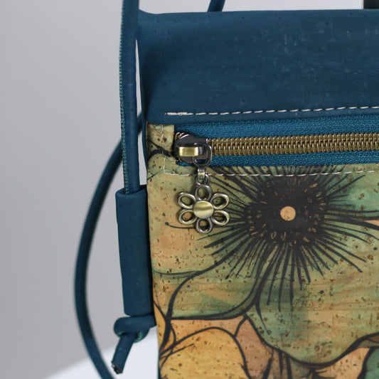 *NEW* Teal Blooms - Mini Crossbody Bag (larger size)