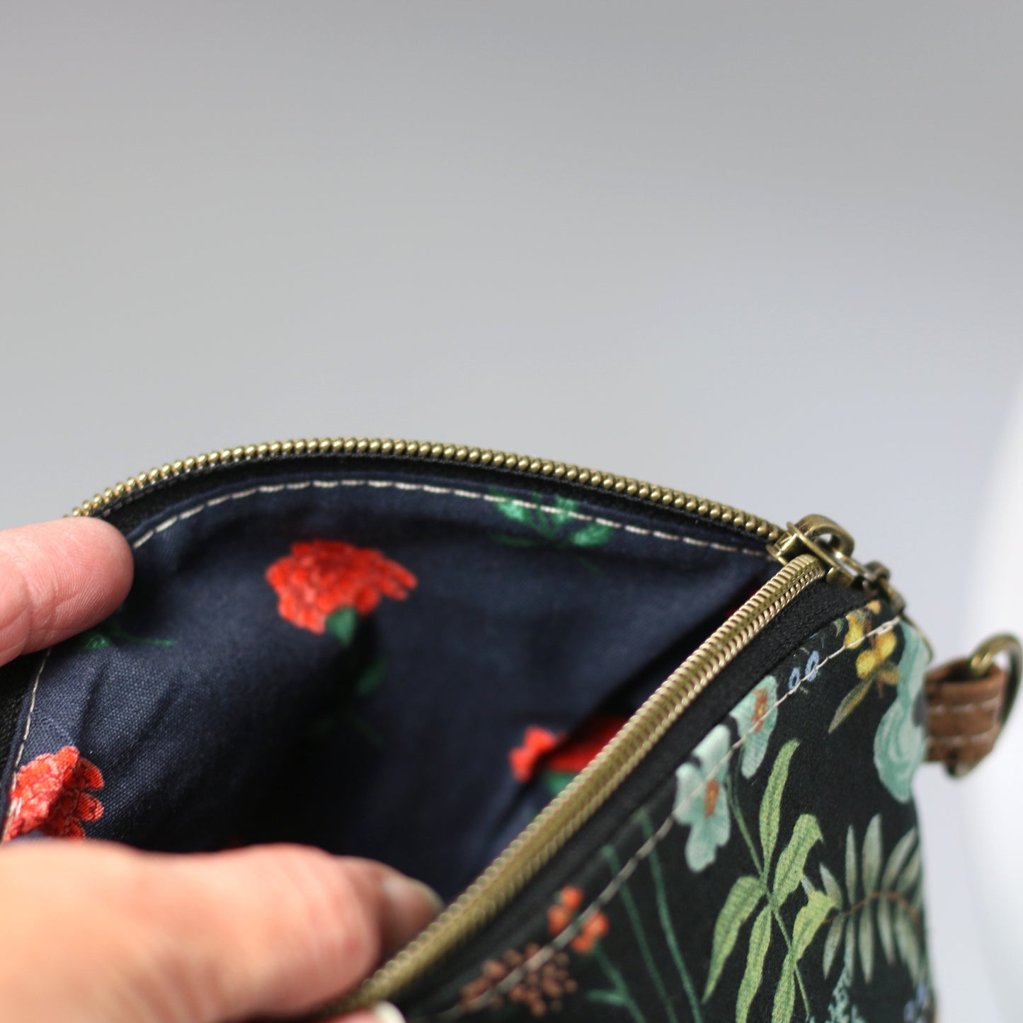 Herb Garden Midnight - Luna Pouch Cork and Canvas