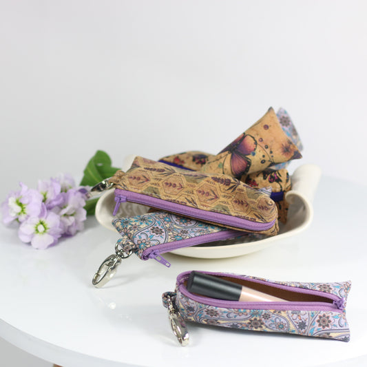 Purples - Cork Lip Gloss Pouch