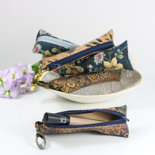 Blues - Cork Lip Gloss Pouch