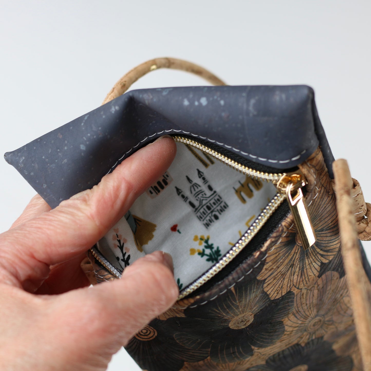 Grey Blooms - Mini Crossbody Bag