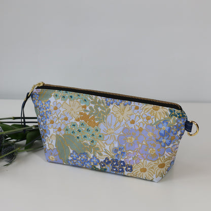English Rose in Blues - Canvas Travel Pouch