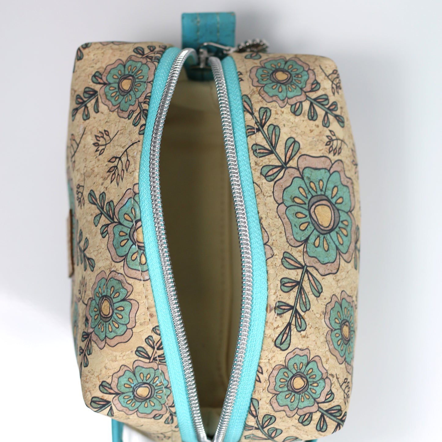 Aqua Floral - Cork Aven Pouch - Small