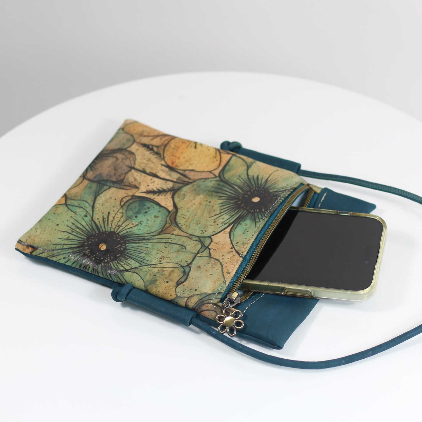 *NEW* Teal Blooms - Mini Crossbody Bag (larger size)