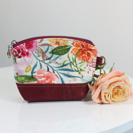 Watercolour Floral - Luna Pouch Cork and Canvas