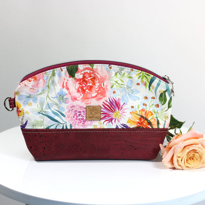 Watercolour Floral - Luna Pouch Cork and Canvas