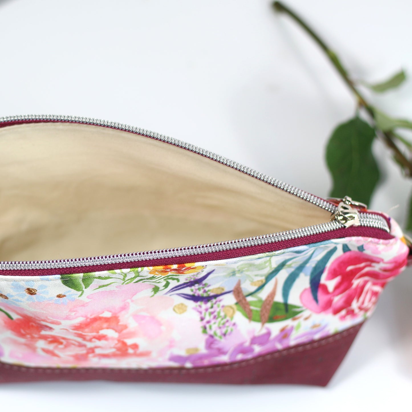 Watercolour Floral - Luna Pouch Cork and Canvas