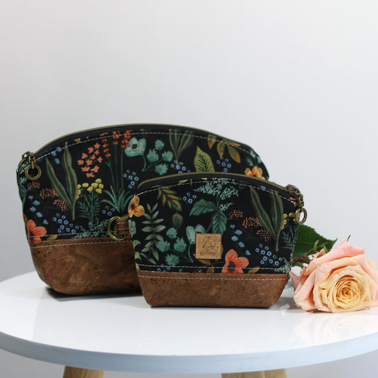 Herb Garden Midnight - Luna Pouch Cork and Canvas