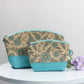 Aqua Floral - Cork Luna Pouch