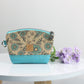 Aqua Floral - Cork Luna Pouch